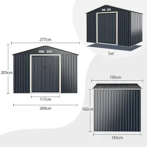 Costway 9.1 x 6.3 FT Outdoor Storage Shed Large Organizer House Double Sliding Door