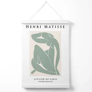 Matisse Nude Green and Cream Poster with Hanger / 33cm / White