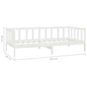 vidaXL Day Bed White Solid Pinewood 90x200 cm