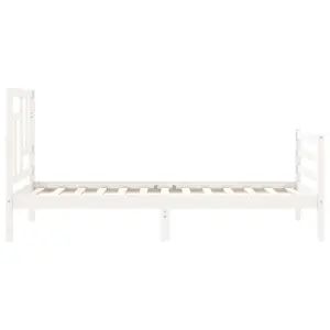 Berkfield Bed Frame with Headboard White 90x200 cm Solid Wood