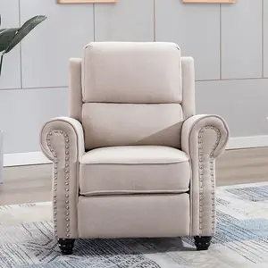 Duxford Fabric Pushback Recliner Armchair Sofa Occasional Chair Cinema (Beige)