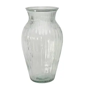 Elegant Handtied Flower Vase, Grooved Texture. Height 25.5 cm