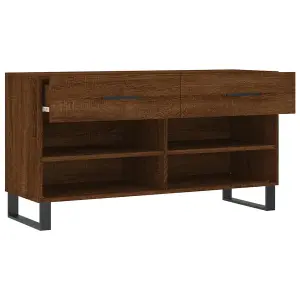 Berkfield Shoe Bench Brown Oak 102x35x55 cm Engineered Wood