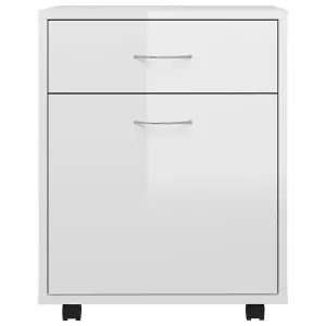 Berkfield Rolling Cabinet High Gloss White 45x38x54 cm Engineered Wood