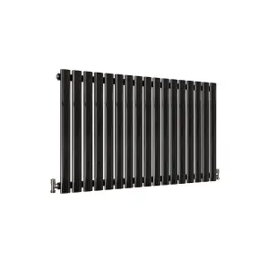 Horizontal Black Single Oval Panel Radiator (H)600mm x (W)1003mm, 3522 BTU.