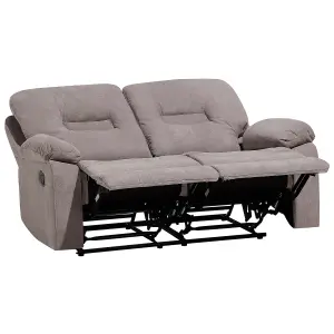 2 Seater Fabric Manual Recliner Sofa Taupe Beige BERGEN