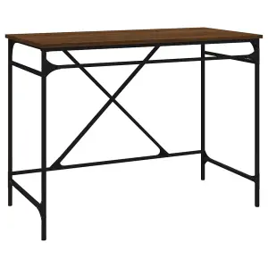 Berkfield Desk Brown Oak 100x50x75 cm Engineered Wood and Iron