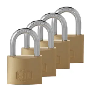 Smith & Locke Brass Open shackle Padlock (W)40mm, Pack of 4