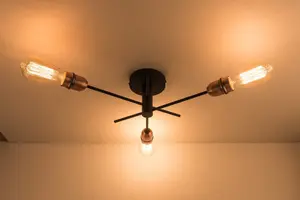 Harper Living Black and Copper 3 Light Ceiling Spotlight