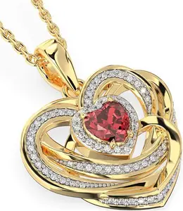 Diamond Ruby Gold Sterling Silver Irish Celtic Heart Necklace Irish Made