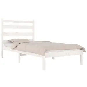 Berkfield Bed Frame White Solid Wood Pine 100x200 cm