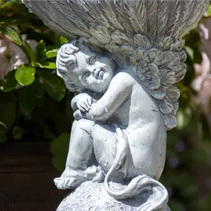 GardenKraft 10959 Angel & Shell Design Bird Bath