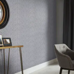 GoodHome Ciral Dark grey Metallic effect Striped Textured Wallpaper