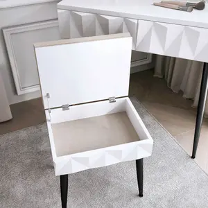 Montana Black Dressing Table with Padded Storage Stool-White/Black