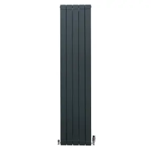 Aluminium Radiator & Valves - 1800mm x 395mm - Anthracite Grey