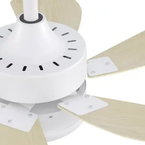 Alisha-Ann 75cm Ceiling Fan with Light Kit White with Wood Blades