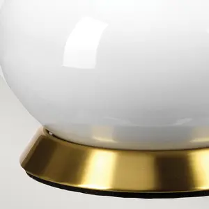 Luminosa Milo Table Lamp with Round Shade, Aged Brass, White, Blue