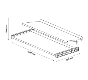 GoodHome Atomia Grey Metallic effect Full extension Pull-out shoe rack (W)964mm