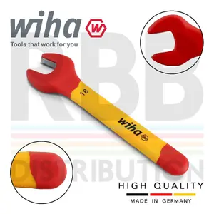 Wiha Spanner Wrench 18mm VDE Electricians Single Insulated Open End 43038