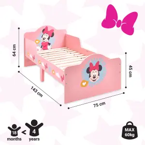 Disney Classic Minnie Mouse Toddler Bed: Sturdy Engineered Wood Construction, Fits 140cm x 70cm Mattress (Mattress not included)