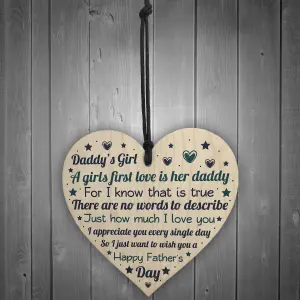 Red Ocean Daddys Girl Fathers Day Gift Wooden Heart Gifts For Dad From Daughter Daddy Gifts Keepsake