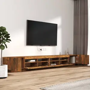 Berkfield 3 Piece TV Cabinet Set with LED Lights Smoked Oak Engineered Wood