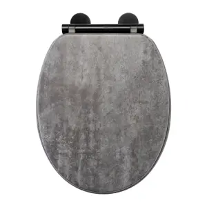 Croydex Flexi-Fix Cumbrian Grey Slate effect Standard Soft close Toilet seat