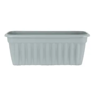 Wham 2x Vista Upcycle Grey Plastic Planter, Extra Large Rectangular Trough (80cm, Pack of 2)