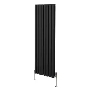 Oval Column Radiator & Valves - 1600mm x 480mm - Black