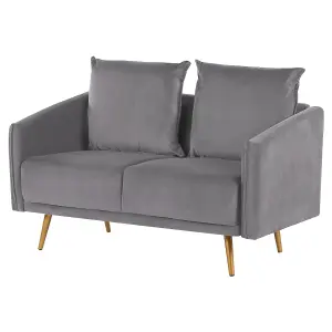 2 Seater Velvet Sofa Grey MAURA