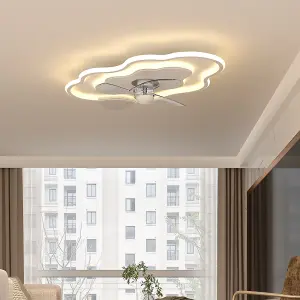 5 Blades Reversible Cloud Shape Ceiling Fan with Dimmable LED Light Ceiling Light Fan Timing 6 Gear Speeds