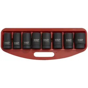 Premium 8 Piece Impact Socket Set - 1 Inch Square Drive Deep Sockets for High Torque Applications