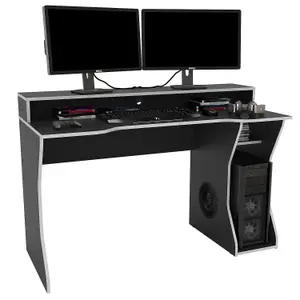 Enzo Gaming Computer Desk Black & Silver