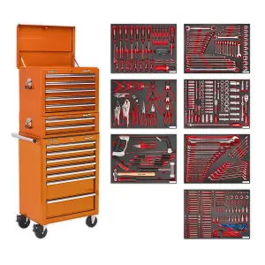 Sealey Tool Chest 14 Drawers Ball Bearing Slide Orange 446Pc Tool Kit TBTPCOMBO4