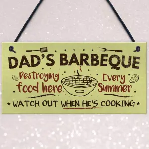 Red Ocean Dad's Barbeque Garden Shed Sign SummerHouse Hanging Plaque Fathers Day Gifts For Him