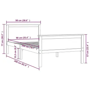 Berkfield Bed Frame Solid Wood Pine 90x200 cm