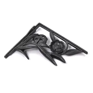 Oakcrafts - Pair of Antique Cast Iron Decorative Flower Shelf Brackets - 200mm x 175mm