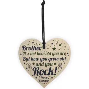 Red Ocean BROTHER Birthday Card Gift Wooden Heart Funny Brother Gift For Men Keepsake Plaque