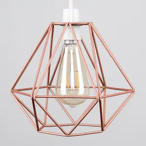 ValueLights Diablo Pair of Modern Geometric Copper Metal Basket Cage Ceiling Pendant Light Shades