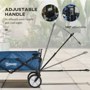 Outsunny Folding Outdoor Storage Trolley Cart Bag Telescopic Handle Brakes Green