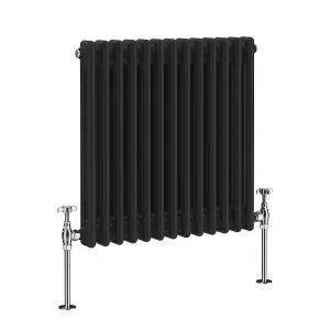 Right Radiators 600x605 mm Horizontal Traditional 2 Column Cast Iron Style Radiator Black