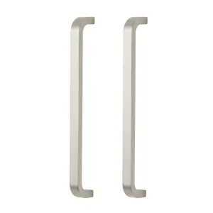 GoodHome Epazote Nickel effect Kitchen cabinets D-shaped Pull Handle (L)20cm (D)30mm, Pack of 2