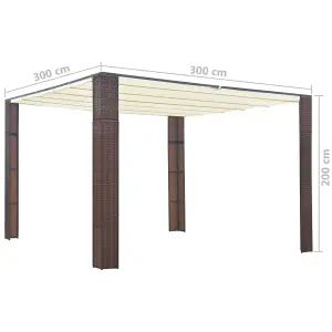 Berkfield Gazebo with Roof Poly Rattan 300x300x200 cm Brown and Cream