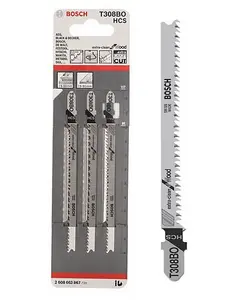 BOSCH T308BO Extra-Clean for Wood Jigsaw Blades (3/Pack) (To Fit: Bosch PST, GST, EasySaw & UniversalSaw Jigsaw Models)