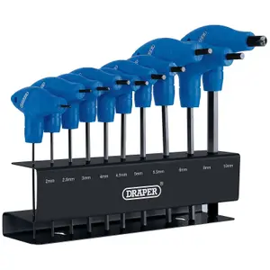 Draper Metric T-Handle Hexagon Key Set 10 Piece 33869