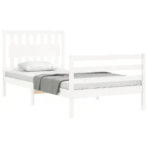 Berkfield Bed Frame with Headboard White 100x200 cm Solid Wood