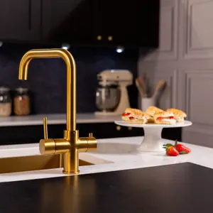 flode Vier 4 in 1 Instant Boiling Hot & Filtered Cold Water Tap Brushed Gold Finish