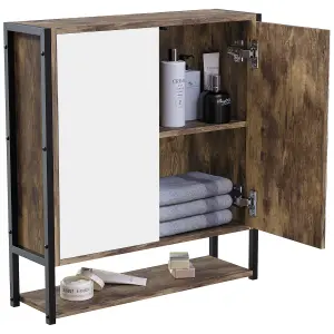 Lana Matt Brown Double Bathroom Wall cabinet With 2 mirror doors (H)600mm (W)535mm