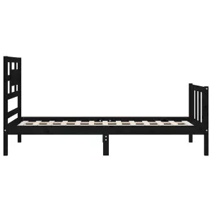 Berkfield Bed Frame with Headboard Black 90x200 cm Solid Wood