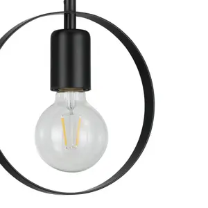 GoodHome Kaitains Matt Black Pendant ceiling light, (Dia)200mm